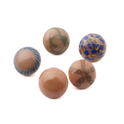 Lot (5) Antique Czech beige brown micro lampwork glass buttons