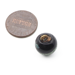 Antique Czech multicolor filigree spiral black micro lampwork ball glass button 13mm
