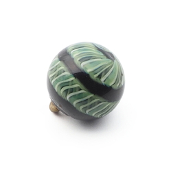 Antique Czech multicolor filigree spiral black micro lampwork ball glass button 13mm