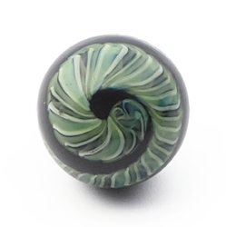 Antique Czech multicolor filigree spiral black micro lampwork ball glass button 13mm
