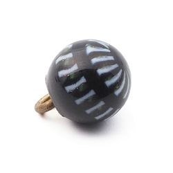 Antique Czech multicolor filigree spiral black micro lampwork ball glass button 12mm