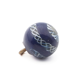 Antique Czech multicolor filigree spiral blue micro lampwork ball glass button 12mm
