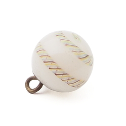 Antique Czech multicolor filigree spiral opaline micro lampwork ball glass button 12mm