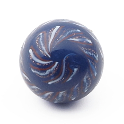Antique Czech red white blue gold filigree spiral micro lampwork ball glass button 12mm