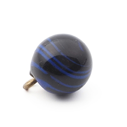 Antique Czech blue spiral micro lampwork ball glass button 12mm
