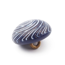 Antique Czech white spiral blue micro lampwork glass button 14mm