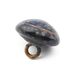 Antique Czech multicolor aventurine gold micro lampwork glass button 13mm