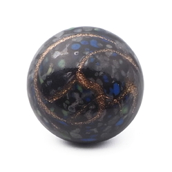 Antique Czech multicolor aventurine gold micro lampwork glass button 13mm