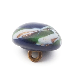 Antique Czech spiral striped aventurine micro lampwork glass button 13mm