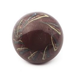 Antique Czech filigree spiral striped aventurine micro lampwork glass button 13mm