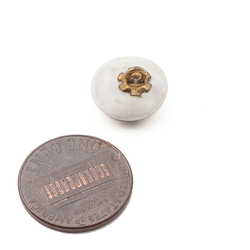 Antique Czech spatter white micro lampwork glass button rosette shank 13mm