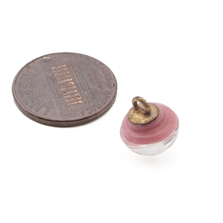 Antique Czech silver foil flower pink bicolor paperweight micro lampwork glass button 10mm