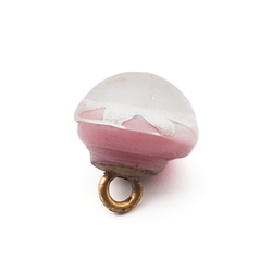 Antique Czech silver foil flower pink bicolor paperweight micro lampwork glass button 10mm