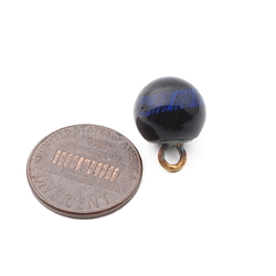 Antique Czech blue spiral black micro lampwork ball glass button 12mm