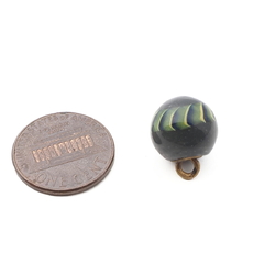 Antique Czech multicolor chevron striped micro lampwork ball glass button 12mm