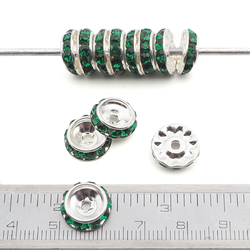 Lot 144 pcs 12mm Premium Czech Green Beveled Slant Shrag Rhinestone Rondelles jewelry supplies cabochons buttons