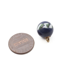 Antique Czech multicolor striped blue micro lampwork ball glass button 12mm