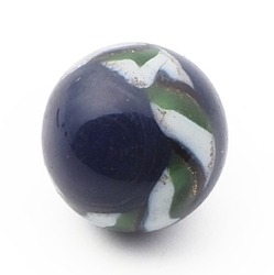 Antique Czech multicolor striped blue micro lampwork ball glass button 12mm