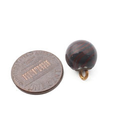 Antique Czech spiral bicolor micro lampwork ball glass button 12mm