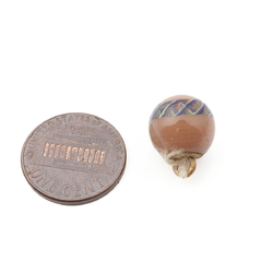 Antique Czech filigree spiral beige micro lampwork ball glass button 12mm