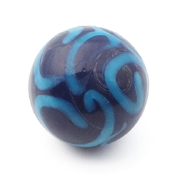 Antique Czech abstract blue micro lampwork ball glass button 12mm