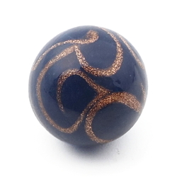 Antique Czech aventurine goldstone blue micro lampwork ball glass button 12mm