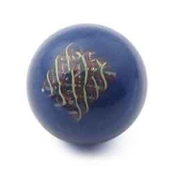 Antique Czech filigree spiral blue micro lampwork ball glass button 12mm