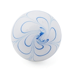Antique Czech blue swirl white opaline micro lampwork glass button 13mm