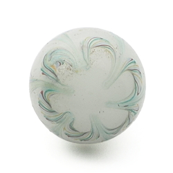 Antique Czech filigree flower white opaline micro lampwork ball glass button 12mm