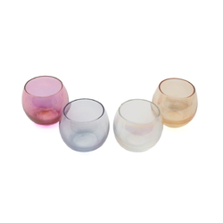 Lot (4) vintage Czech iridescent AB glass T light candle holders 2"