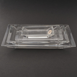 Lot (4) vintage Czech crystal clear glass rectangle trinket dressing table trays