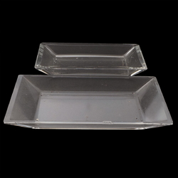 Lot (4) vintage Czech crystal clear glass rectangle trinket dressing table trays