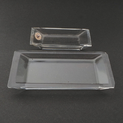 Lot (4) vintage Czech crystal clear glass rectangle trinket dressing table trays