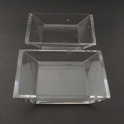 Lot (2) vintage Czech crystal clear glass rectangle trinket dressing table trays