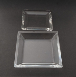 Lot (2) vintage Czech crystal clear glass square trinket dressing table trays