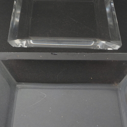 Lot (2) vintage Czech crystal clear glass square trinket dressing table trays
