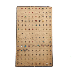 Sample card (132) Czech antique glass buttons saphiret rainbow rhinestone