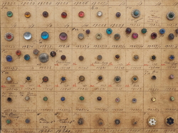 Sample card (132) Czech antique glass buttons saphiret rainbow rhinestone