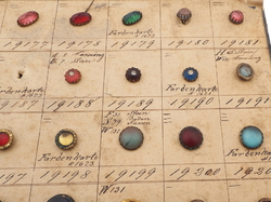 Sample card (132) Czech antique glass buttons saphiret rainbow rhinestone