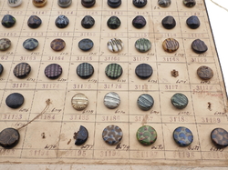 1919 Sample card (123) Czech antique glass buttons rosette shank