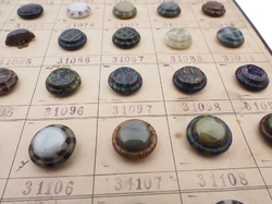 1919 Sample card (123) Czech antique glass buttons rosette shank