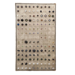 Sample card (121) Czech antique glass buttons bicolor paperweight moonglow