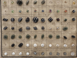 Sample card (121) Czech antique glass buttons bicolor paperweight moonglow
