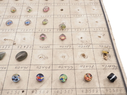 Sample card (121) Czech antique glass buttons bicolor paperweight moonglow