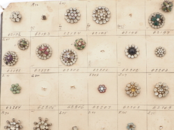Sample card (42) Czech antique glass rhinestone buttons 