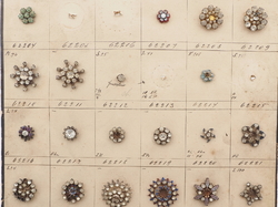 Sample card (42) Czech antique glass rhinestone buttons 
