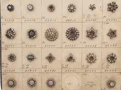 Sample card (42) Czech antique glass rhinestone buttons 