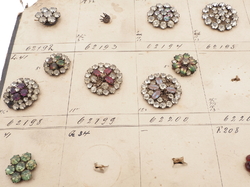 Sample card (42) Czech antique glass rhinestone buttons 