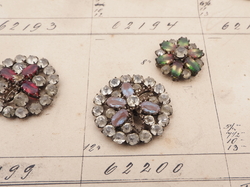 Sample card (42) Czech antique glass rhinestone buttons 