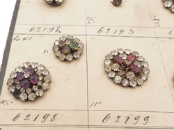 Sample card (42) Czech antique glass rhinestone buttons 